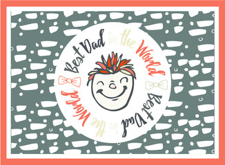 Vector of greeting card with fathers day message against white background