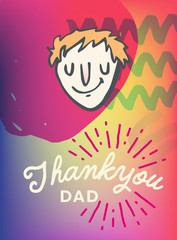 Vector of greeting card with fathers day message against white background
