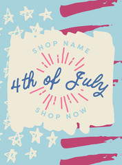 Vector of greeting card with fourth of july message