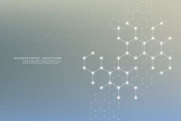 Hexagonal structure molecule dna of neurons system, genetic and chemical compounds. Vector illustration.