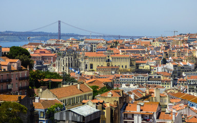 Fototapeta na wymiar Lisbon's cityscape viewed from Miradouro Sophia de Mello Breyner Andresen