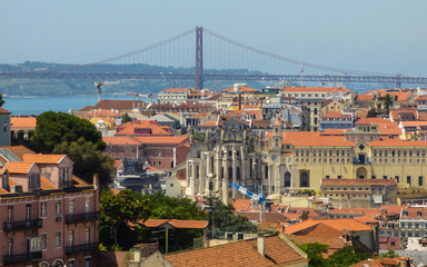 Fototapeta na wymiar Lisbon's cityscape viewed from Miradouro Sophia de Mello Breyner Andresen
