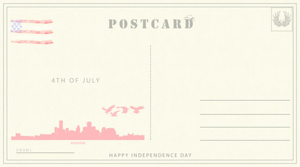 4th of july independence day postcard template. Ready to use independence day retro postal card. Vintage style.	