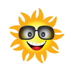 sun face with sunglasses one vector illustration