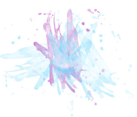 Watercolor texture. Pink and blue watercolor stains isolated on white background.