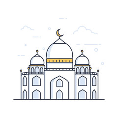 Modern line art Islamic Mosque building. White background, Modern Mosque