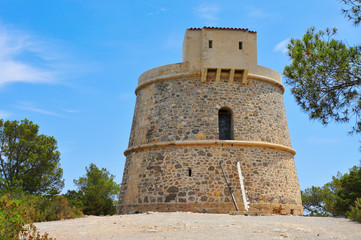 Fototapeta na wymiar Torre de Campanitx tower in Ibiza Town, Spain