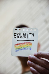 rainbow flag and word equality in a note