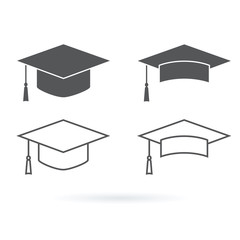 Graduation hat vector icon isolated on white background