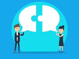 Business team communication with speech bubble. Concept business