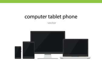Computer phone tablet flat vector
