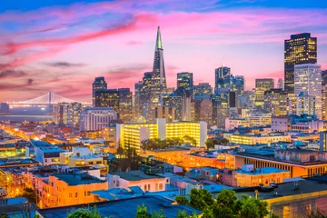 Foto op Plexiglas San Francisco Skyline van San Francisco, Californië, VS