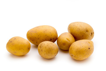 Raw potato isolated on white background.