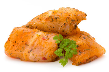 Chiken meat rolls isolated on the white background.