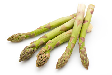 Eco asparagus on white background. Fresh vegetables.