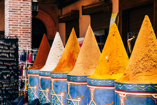 Colorful Piles Of Moroccan Spices