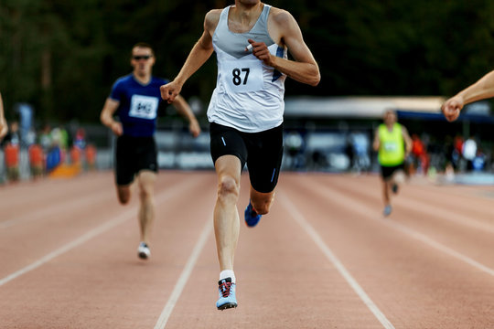 Finish Line Winner Man Runner Race 400 Meters In Competition