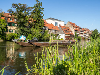 Fototapeta na wymiar Boote in Klein Venedig Bamberg