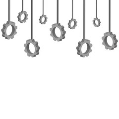 3D hanging gears isolated on white background