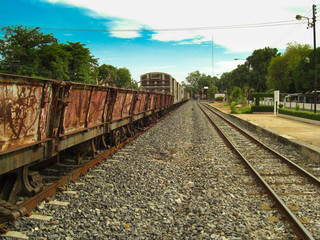 Train on the railroad tracks