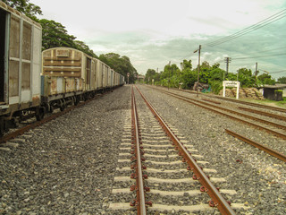 Train on the railroad tracks