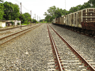 Train on the railroad tracks