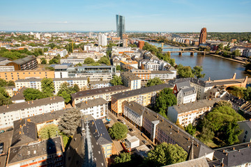 Fototapeta na wymiar Aerial view on the residential districts in Frankfurt city in Germany