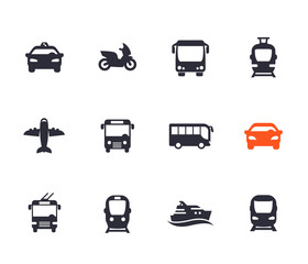 Passenger transport icons set