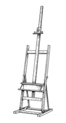 Easel illustration, drawing, engraving, ink, line art, vector