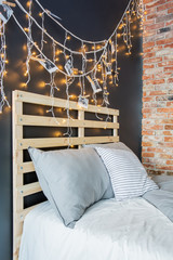 Bed headboard with decoration