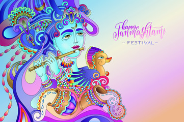 happy janmashtami celebration colorful design