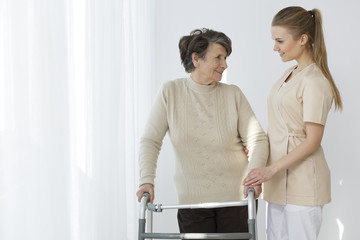 Elder with her nurse