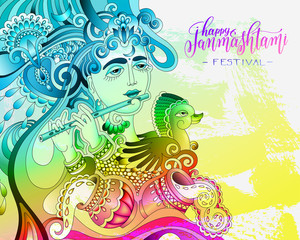 happy janmashtami celebration colorful design