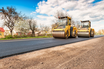 two working road rollers