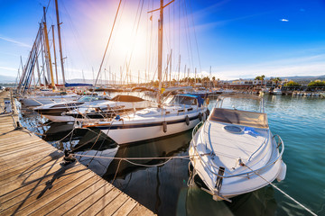 various yachts in the bay