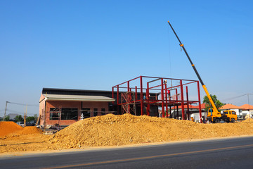 Fototapeta premium Steel structures construction of shop