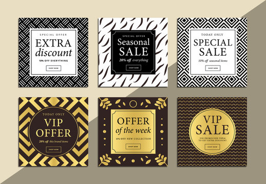 6 Square Patterned Social Media Commerce Layouts