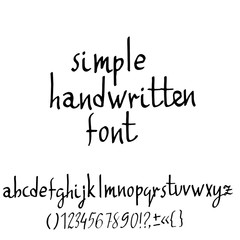 Hand drawn dry brush font. Modern brush lettering. Grunge style alphabet. Vector illustration.