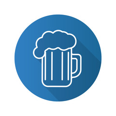 Beer glass flat linear long shadow icon