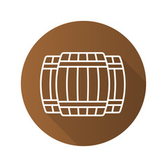 Alcohol wooden barrels flat linear long shadow icon