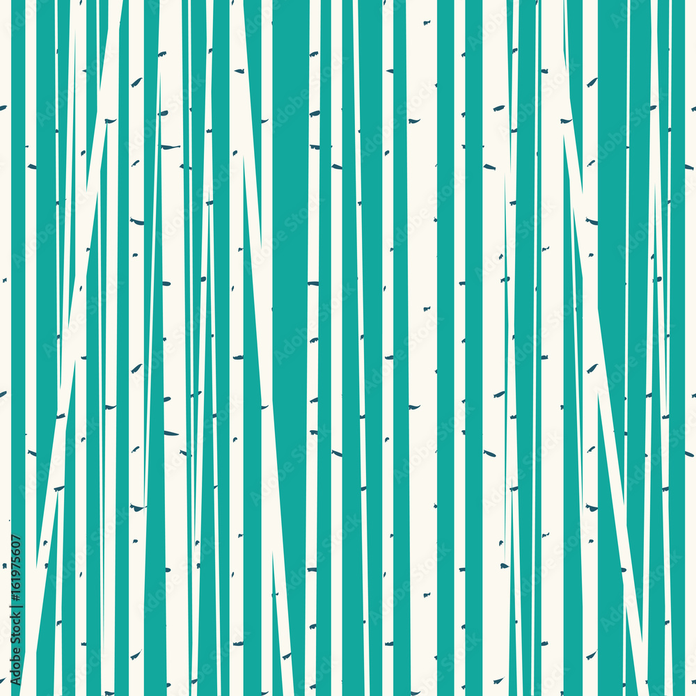 Poster seamless vector texture with a picture of the forest of trees against the blue sky. birch forest vec