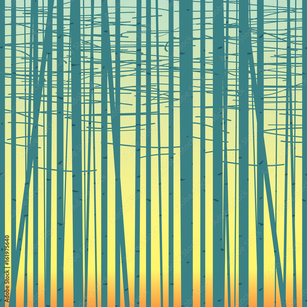 Poster seamless vector texture with a picture of the forest of trees against the sky. birch forest vector b