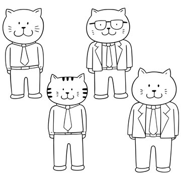 vector set of cat wearing clothes