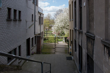 Small passage, entrance to the park, Ghent Belgium