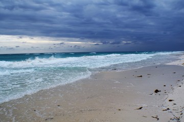 Paradise beach,Cuba. View of a perfect desert coast with withe sand and blue turquoise sea