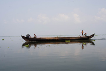Long boat in the backwaters of Kerala