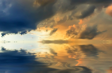 Colorful dramatic sky with cloud at sunset