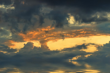 Colorful dramatic sky with cloud at sunset