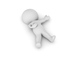 3D Character lying on the floor clutching his chest
