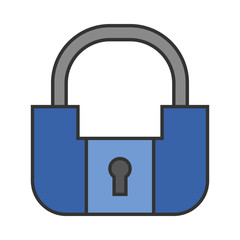 Padlock. Flat colored icon of lock isolated on white background. Object of safety, protection.